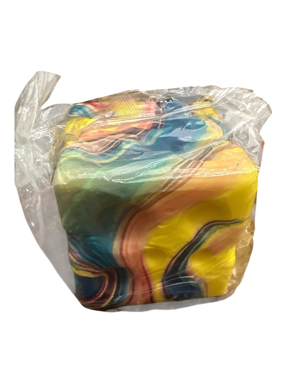 Multicolor Marble Pattern Decorative Cheese 🧀 Cube Squishy - Yellow Blue Pink